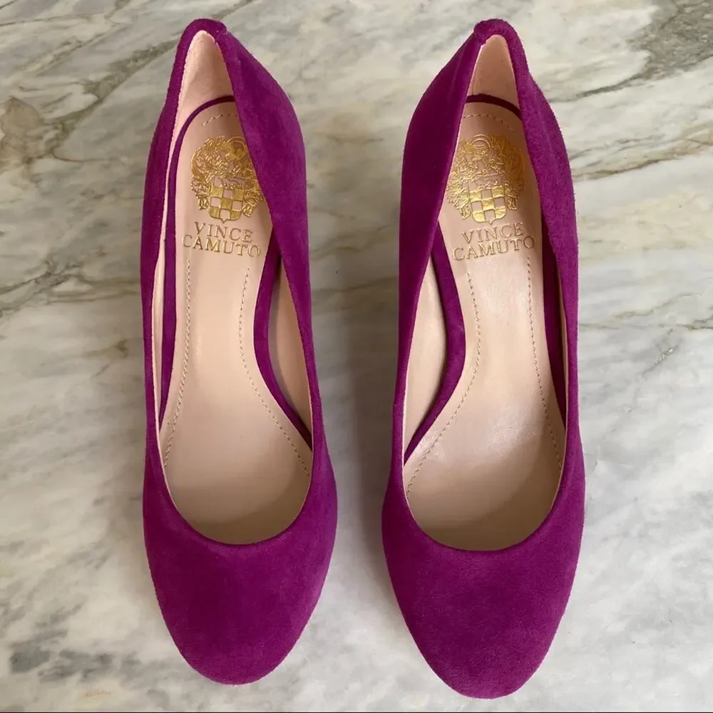 VINCE CAMUTO Zella Fuschia Purple Suede Platform Pumps Heels Size 6